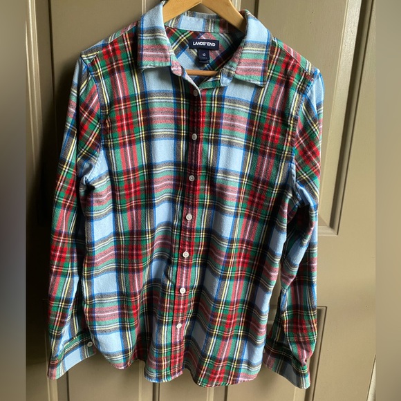Lands' End Tops Lands End Relaxed Flannel Womens Size 2 Poshmark